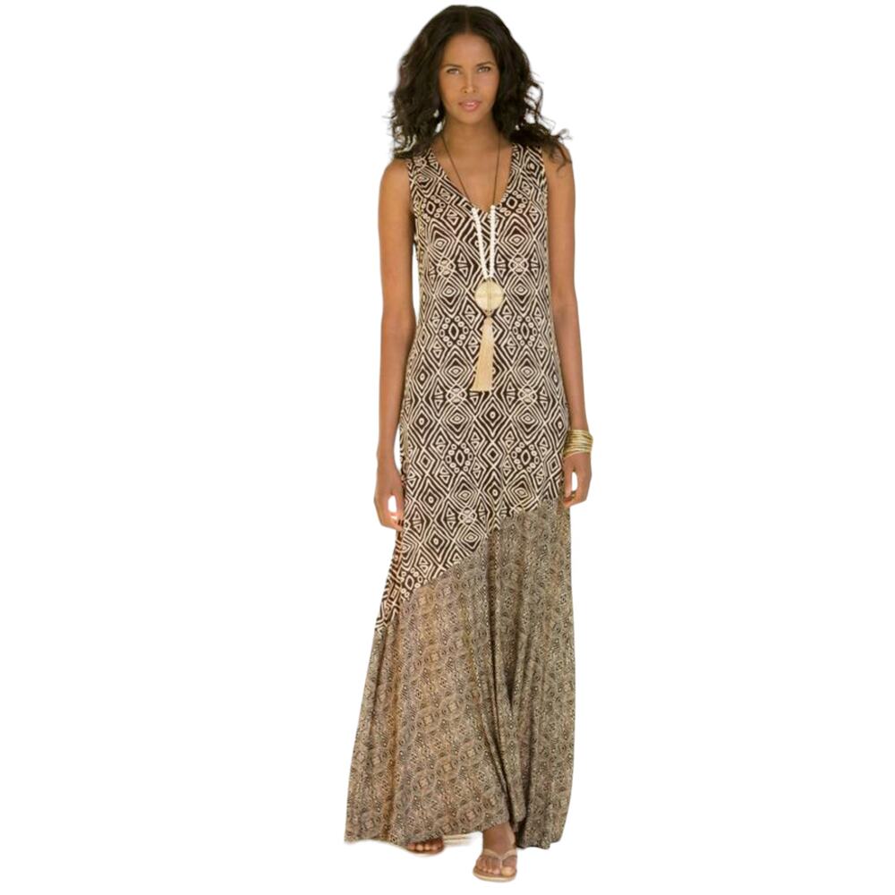 Soft Surroundings Bohemian Tulum Tribal Sleeveless Maxi Dress